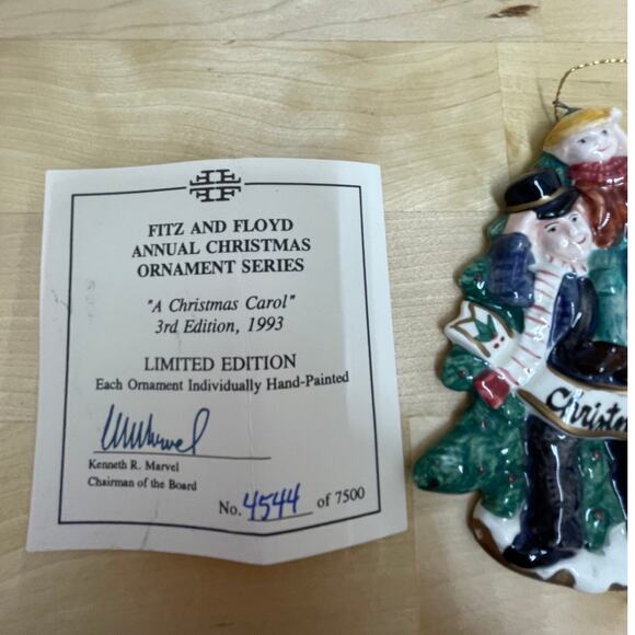 Fitz & Floyd "A Christmas Carol" 3rd Edition 1993 Xmas Tree Ornament with Box - Picture 5 of 9